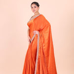 Orange Jimmy Choo Embroidered Party Wear Saree front