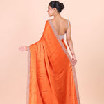 Orange Jimmy Choo Embroidered Party Wear Saree back