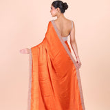 Orange Jimmy Choo Embroidered Party Wear Saree back