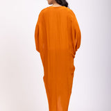 Orange Kaftan Dress with Lace Border Back