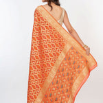 Orange Khaddi Georgette Bandhej Banarasi Saree - Anvi Couture