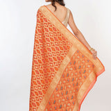 Orange Khaddi Georgette Bandhej Banarasi Saree - Anvi Couture