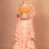 Orange Lehenriya Embroidered Georgette Lehenga Full
