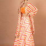 Orange Lehenriya Embroidered Georgette Lehenga Side
