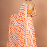 Orange Lehenriya Embroidered Georgette Lehenga Back
