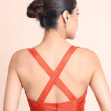 Orange Sleeveless blouse with Cross Back Closer - Anvi Couture
