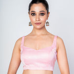 Oyster Pink Sweetheart Neckline Sleeveless Blouse with Back Closure - Anvi Couture