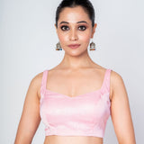 Oyster Pink Sweetheart Neckline Sleeveless Blouse with Back Closure - Anvi Couture