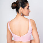 Oyster Pink Sweetheart Neckline Sleeveless Blouse with Back Closure - Anvi Couture