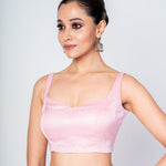 Oyster Pink Sweetheart Neckline Sleeveless Blouse with Back Closure - Anvi Couture