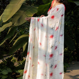 Pastel Blue Georgette Saree with Floral Prints - Anvi Couture