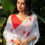 Pastel Blue Georgette Saree with Floral Prints - Anvi Couture