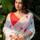 Pastel Blue Georgette Saree with Floral Prints - Anvi Couture