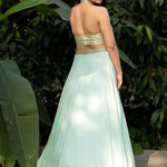 Pastel Green Crop top Lehenga With Gold Sequine Emblishment - Anvi Couture
