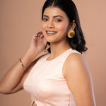 Peach Colour Cotton Silk Sleeveless Blouse - Anvi Couture