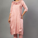 Peach Color Kurti Set with Embroidered Work - Anvi Couture