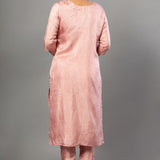 Peach Color Kurti Set with Embroidered Work - Anvi Couture