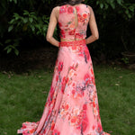 Peach Colour lehenga Set With Floral Prints - Anvi Couture