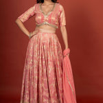 Peach Designer Banarasi Lehenga Set Full

