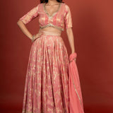 Peach Designer Banarasi Lehenga Set Full

