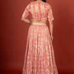 Peach Designer Banarasi Lehenga Set Back

