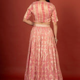 Peach Designer Banarasi Lehenga Set Back

