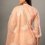 Peach Embroidered Kurti Set with Dupatta - Anvi Couture