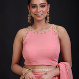 Peach Embroidered Sleeveless blouse full