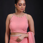 Peach Embroidered Sleeveless blouse side