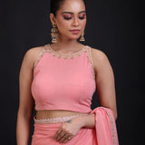 Peach Embroidered Sleeveless blouse side