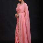 Peach Georgette Designer Embroidery Saree Front