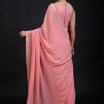 Peach Georgette Designer Embroidery Saree Back
