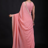 Peach Georgette Designer Embroidery Saree Back