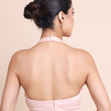 Peach Halter Neck Sleeveless Blouse Back
