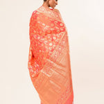 Peach Silk Brocade Handwoven Banarasi Saree