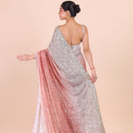 Peach Ombre Sequin Designer Saree Back View