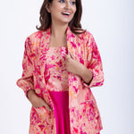  Peach & Pink Printed Jacket Dress Close Up