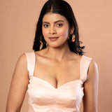 Peach Queen Anne Blouse Sleeveless blouse with back clouser - Anvi Couture