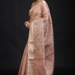 Peach Tissue Silk Embroidered Saree side