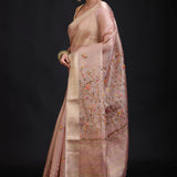 Peach Tissue Silk Embroidered Saree side