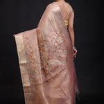 Peach Tissue Silk Embroidered Saree back