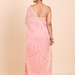 Peach and Gold Bangladeshi Dhakai Jamdani with allover floral weaving back