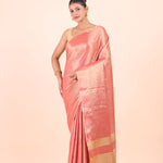 Peach and Gold Dual Tone Tissue Silk Saree Front View