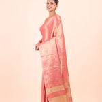 Peach and Gold Dual Tone Tissue Silk Saree  Side View