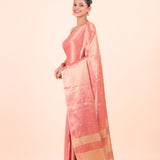 Peach and Gold Dual Tone Tissue Silk Saree  Side View