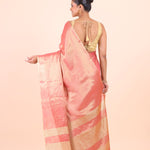Peach and Gold Dual Tone Tissue Silk Saree Back View