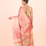 Peach and Gold Dual Tone Tissue Silk Saree Back View