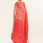 Pearl White and Red Digital PrintedSilk Saree with Unstitch Blouse