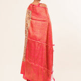 Pearl White and Red Digital PrintedSilk Saree with Unstitch Blouse