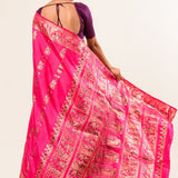 Pink Baluchari Silk Saree with Resham Threads Minakari Work